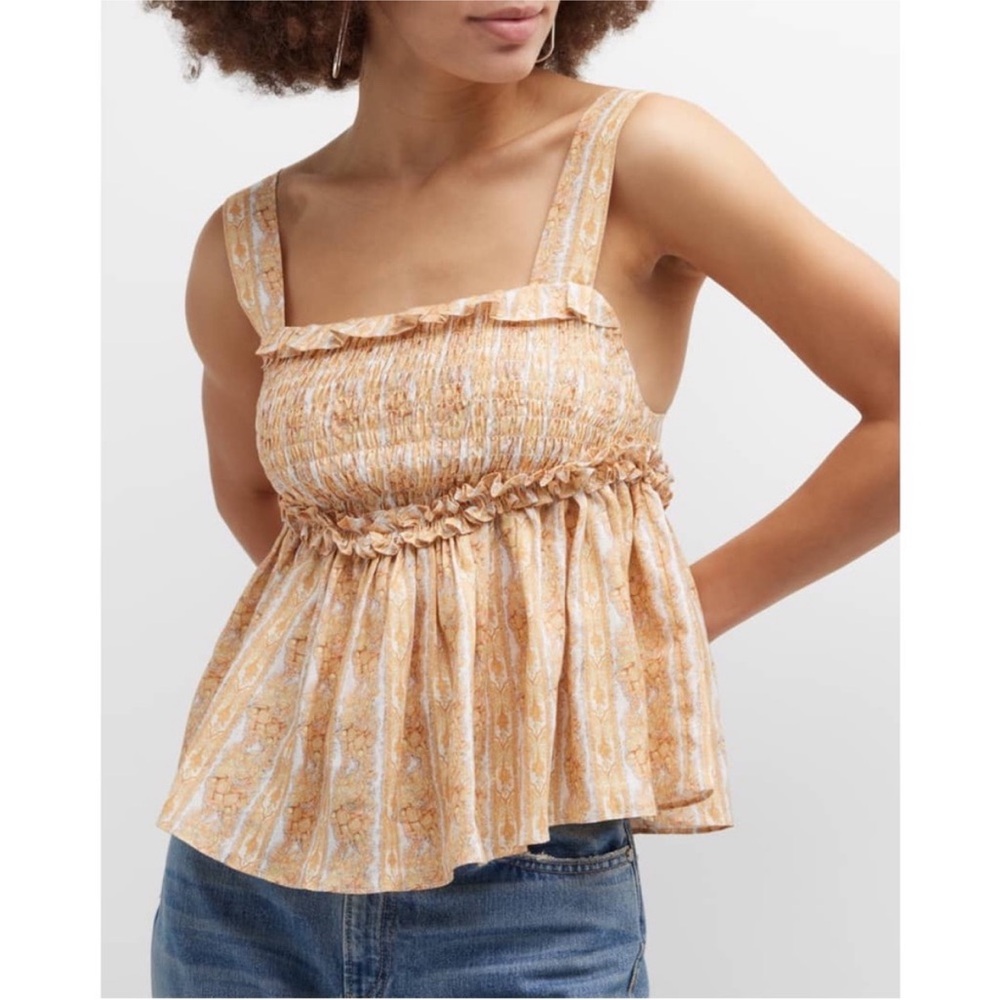 Lug Von Siga yellow floral linen Camilla top